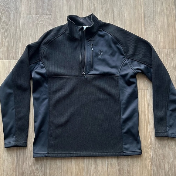 Spyder Men's 1/4 Quarter Zip Outbound Jacket Pullover Sweater Black blue Size XL - Picture 1 of 5